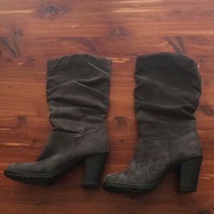 Grey suede mid calf boots, Sz 7.5